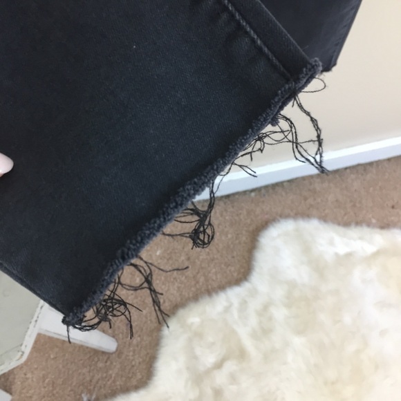 High Rise Black Raw Hem Frayed Skinny Jeans - Picture 4 of 8